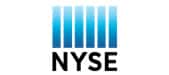 NYSE logo. 6 ombre blue lines with NYSE in text underneath.