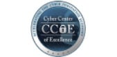 San Diego CCOE logo. A large gray circle with a smaller blue circle including text that says "Cyber center of excellence".